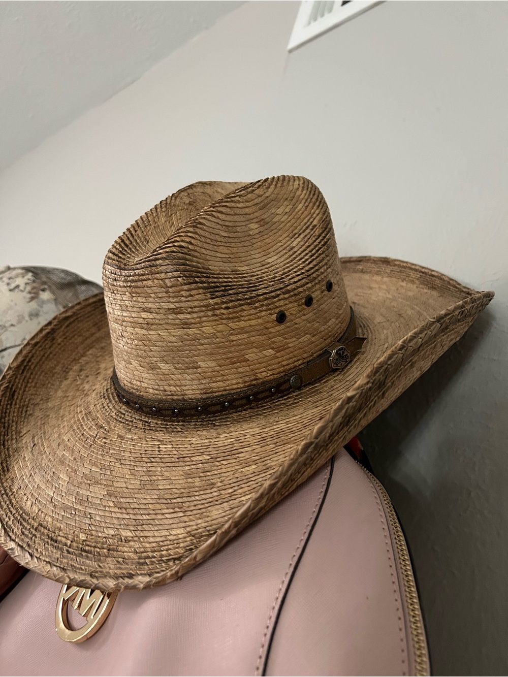Women’s Brown Straw Western Hat with Studded Band